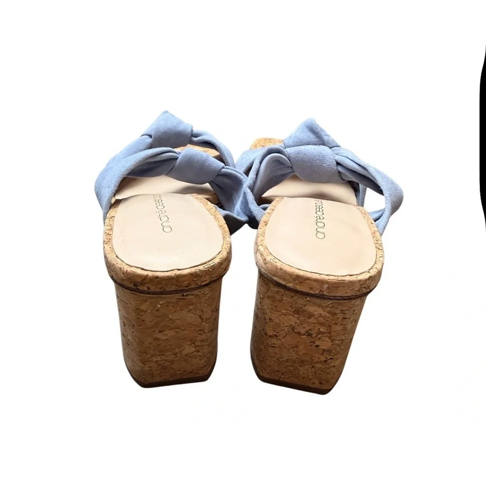 Women’s Knotted Slip-On Block Heel Sandals in Light Blue